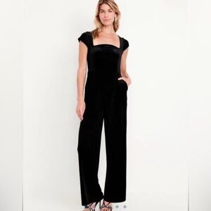 Old Navy Black Velvet Fit & Flare Jumpsuit